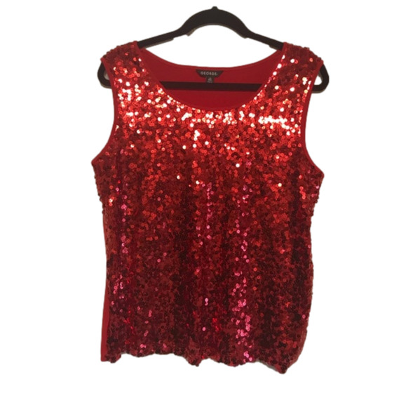 George Tops - 𝅺George Sleeveless Sequined Top Sz. L